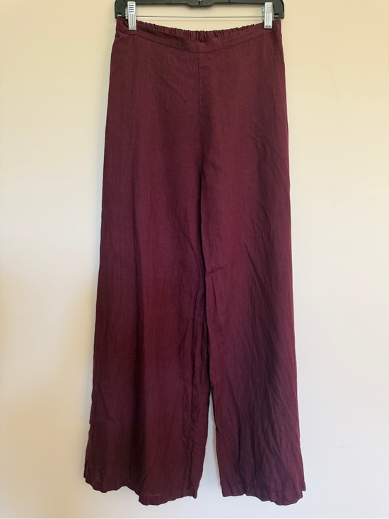 bryn Walker Pants - Bryn Walker Maroon Burgundy Linen Wide Leg Pant Lagenlook Small